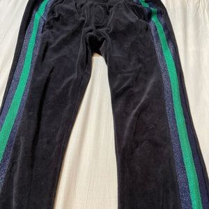 Black velvet track pants
